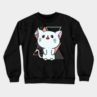 Cute little cat in triangles background adorable kitty Kittenlove Crewneck Sweatshirt